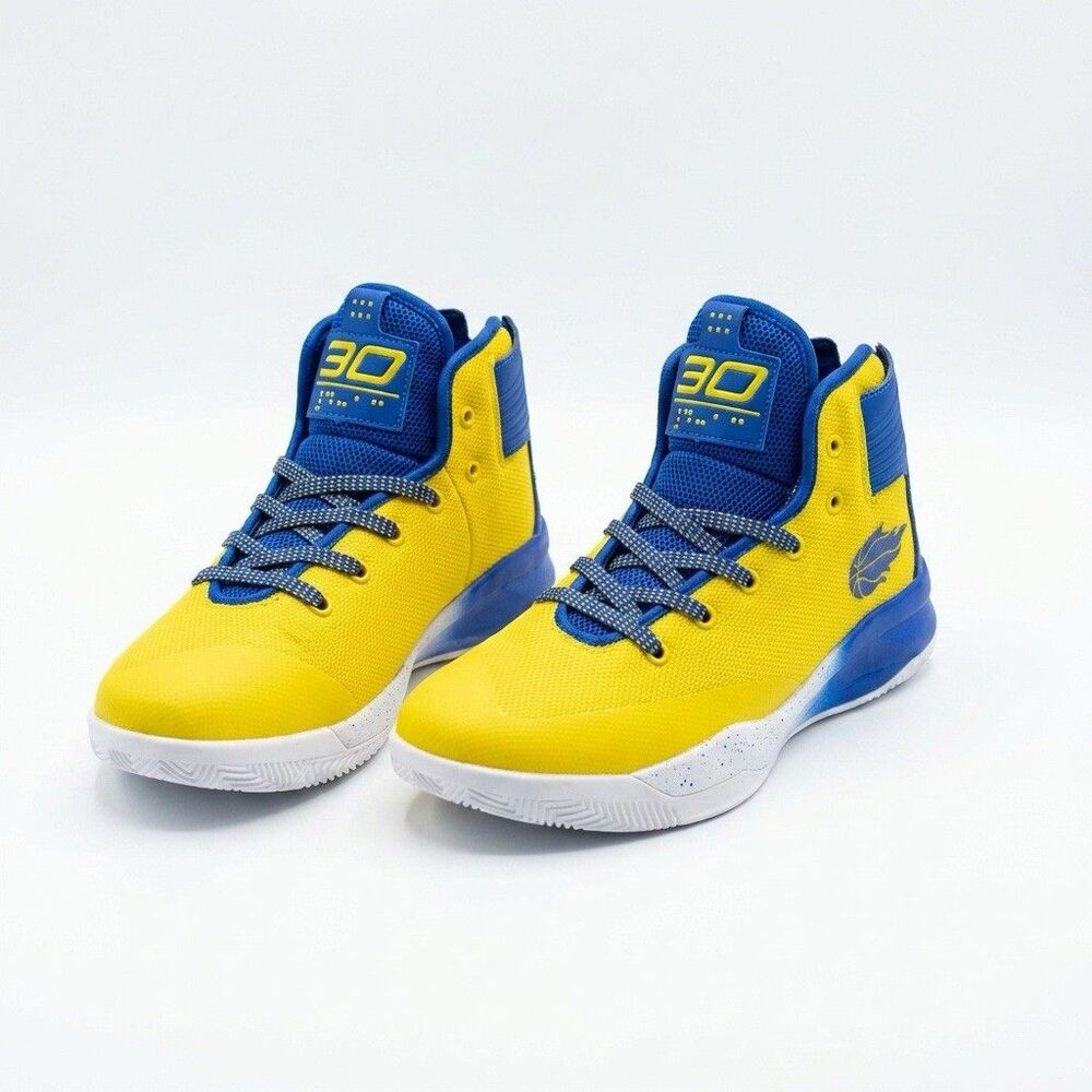Under Armour Steph 1 Curry High Top Sneaker 9 Youth Yellow Blue New No Box